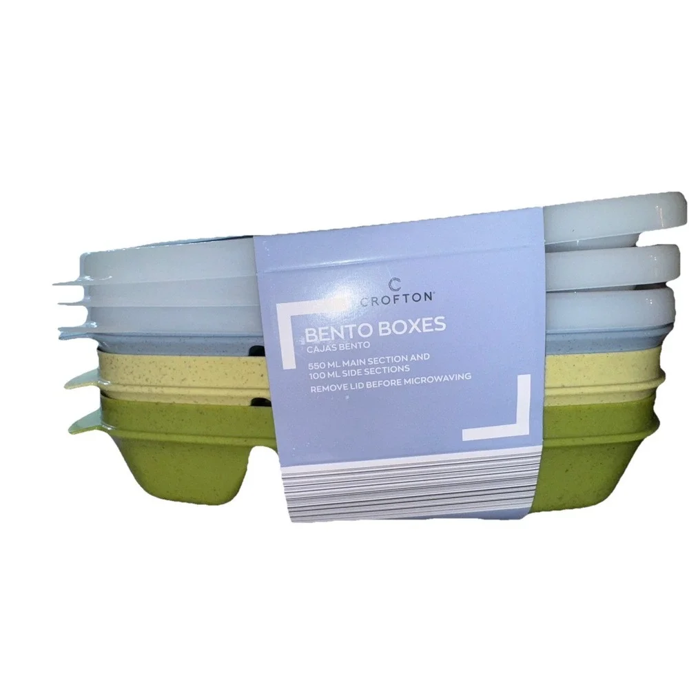 Crofton Bento Lunch Box with Compartments Reusable Container W/ Sporks SET OF 3